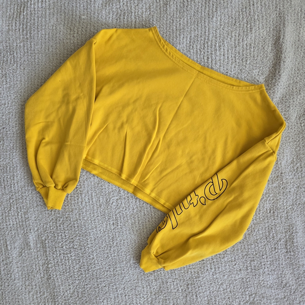 P'tula Women's Cropped Boatneck Sweatshirt - Yellow